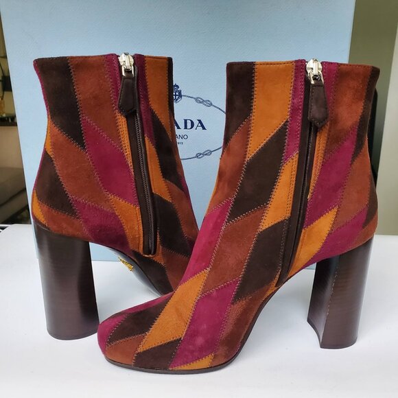 Prada Multicolor Geometric Ankle Boots - Picture 3 of 11